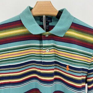 Polo By Ralph Lauren Youth XL Extra Large Multicolor Striped Cotton Polo Shirt